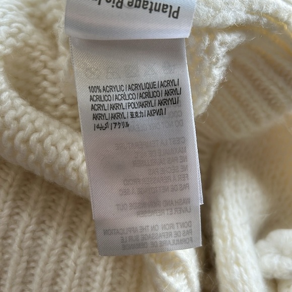 Farm Rio Floral Applique Lantern Sleeve Sweater Cream Mock Neck Trendy Sz S - Picture 12 of 16